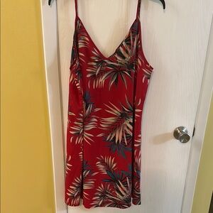 SHEIN Red Tropical Print Slip Dress